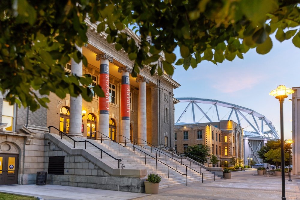 Carnegie Library with the dome in the background