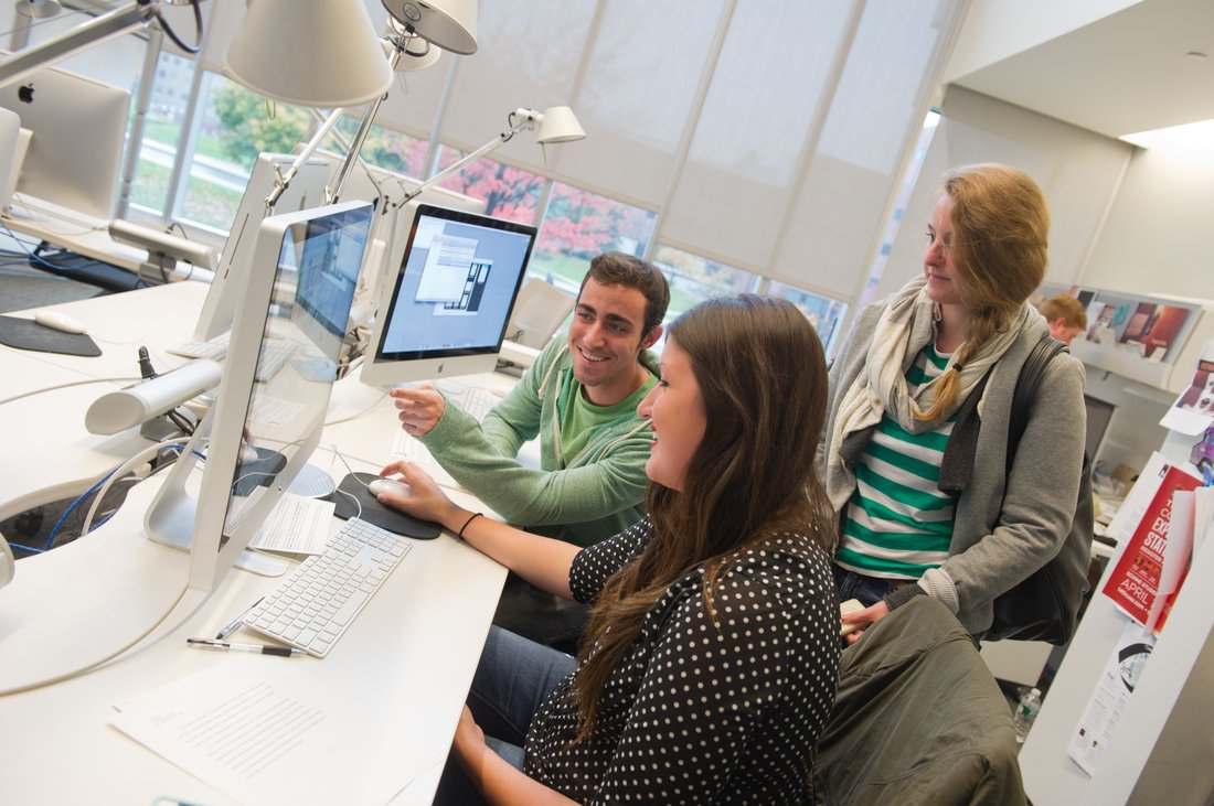 Students around a computer