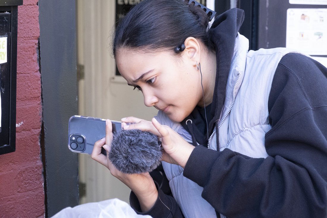 Destinyi Fernandez filming for Southside Stories and the SALT project