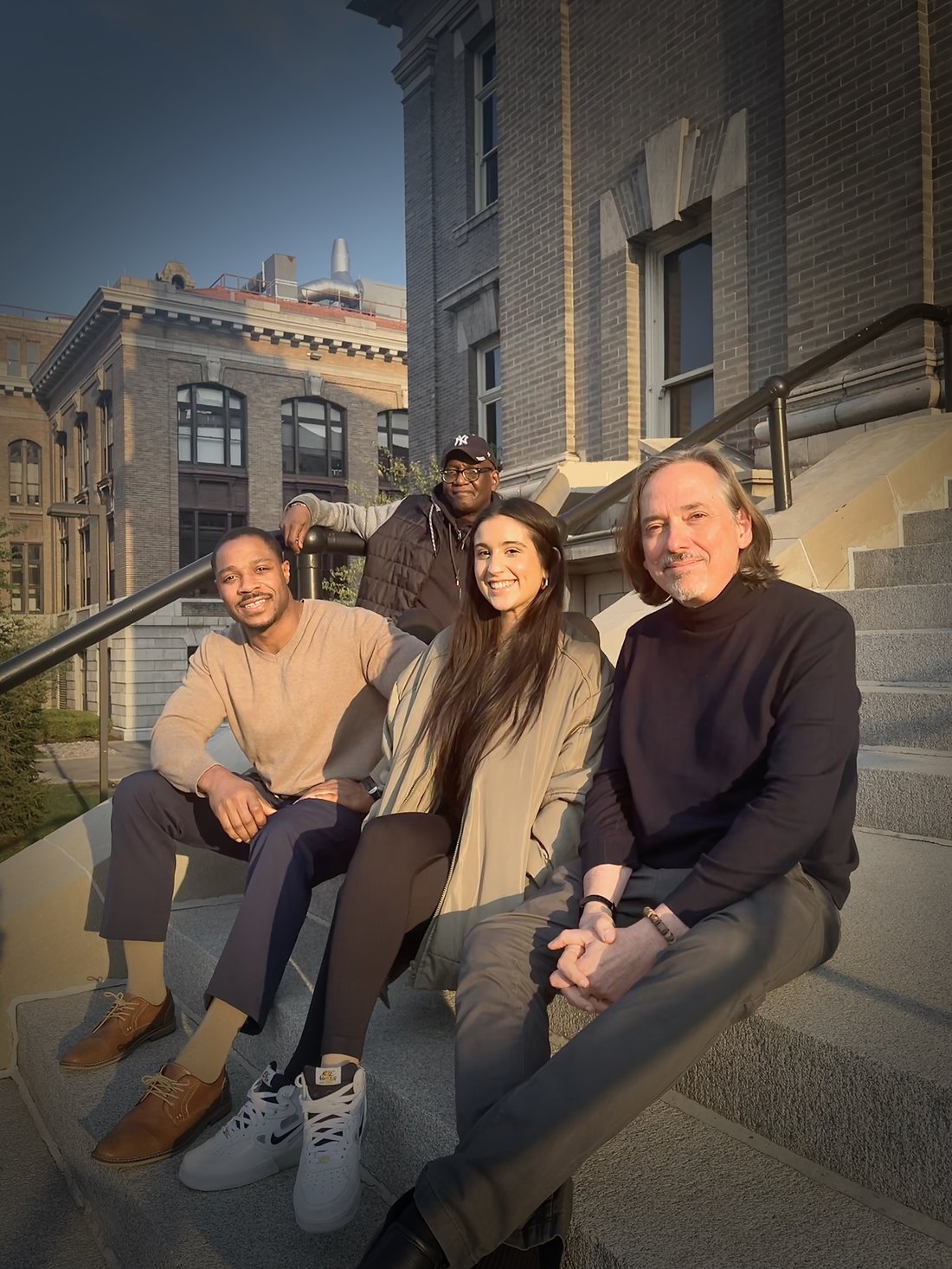 Professor Patrick W. Berry (right) with members of Project Mend including Brian T. Shaw (left), Troy White (back) and Fátima Bings Martínez ’24 (center).