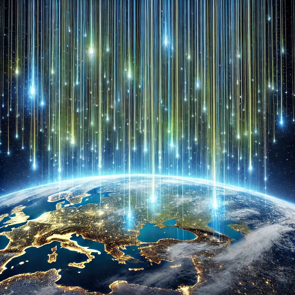 Illustatrion of Neutrinos Raining Down on Earth