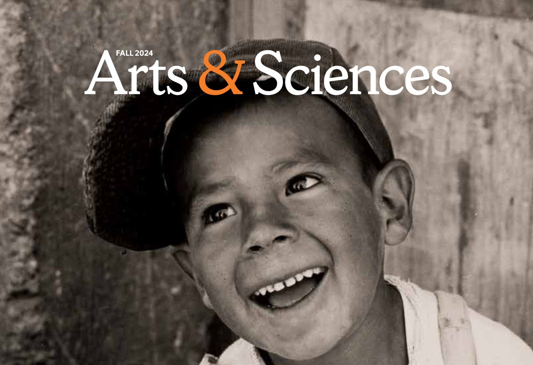 Smiling boy with text reading Fall 2024 Arts and Sciences.