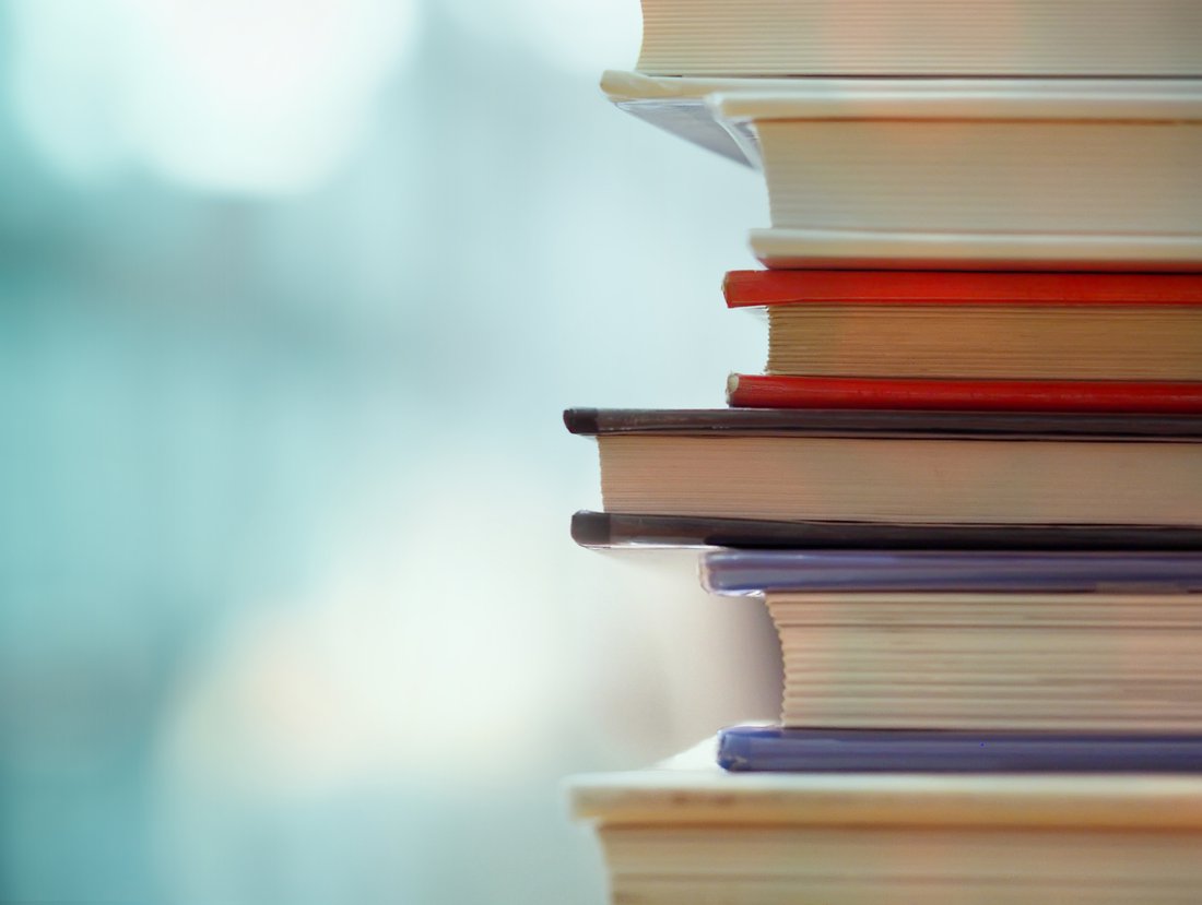 stack of books.