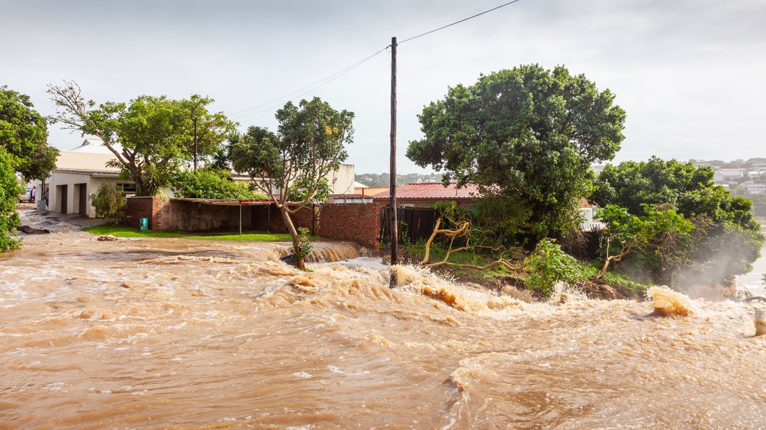 Floodwaters in the town of Bushmans River, South Africa