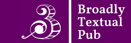 Purple graphic with text reading Broadly Textual Pub.