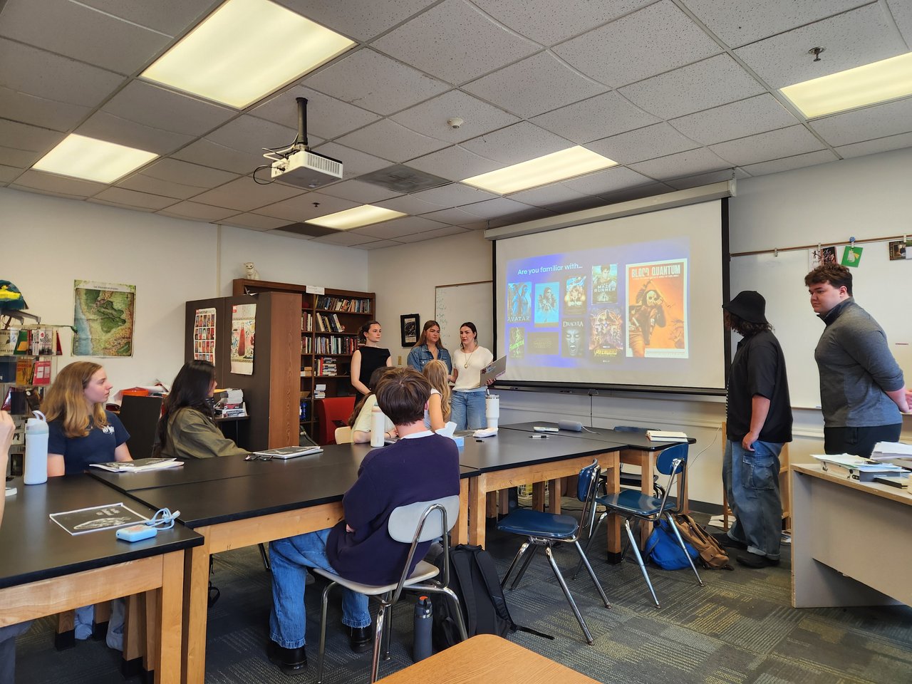Group of students presenting to a class.