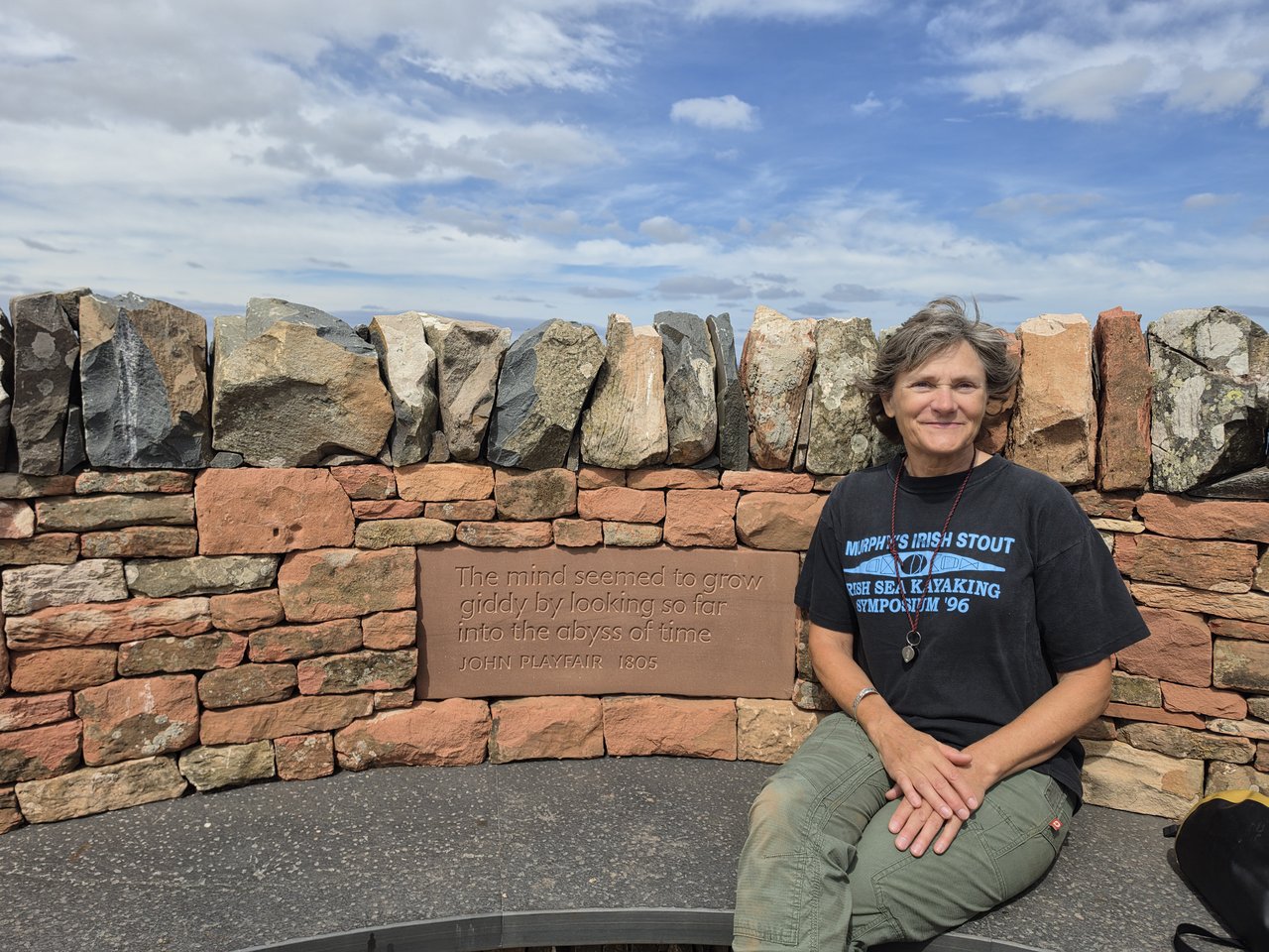 Linda Ivany with Hutton Quote Stone
