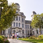The exterior of a campus building on a clear day.