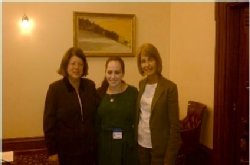 Sophomore Ashlee Newman (center) with New Jersey State Senators Linda Greenstein (left) and Barbara Buono after a press conference during which the senators called for the adoption of three bills to modernize domestic violence laws in the Garden State.