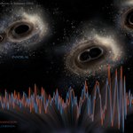 Graphic depiction of black hole merger.