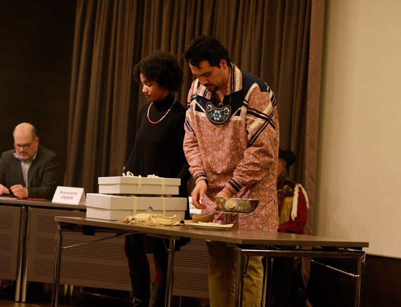 Ferguson (right) with museum director Carine Ayélé Durand.