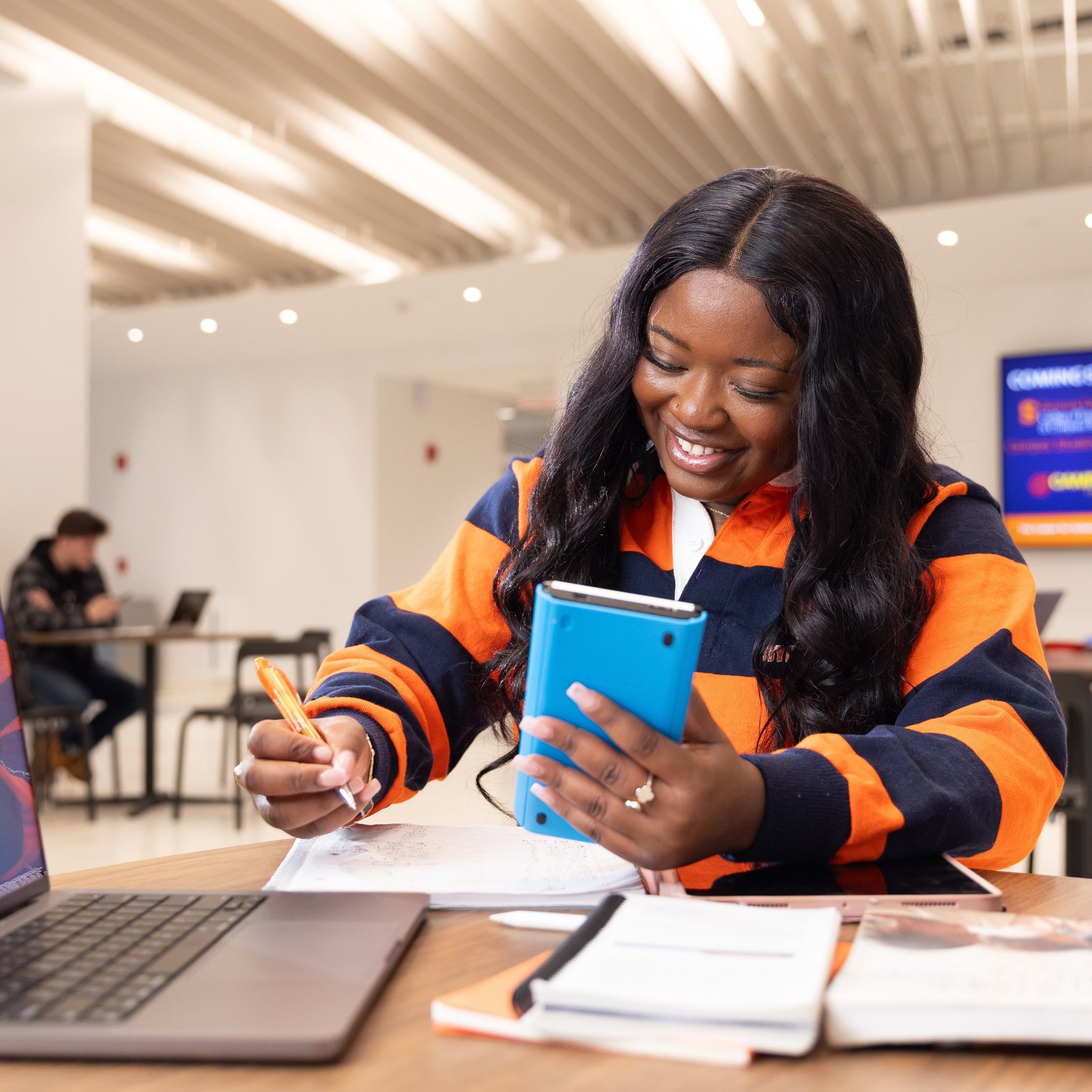 Student on a laptop.