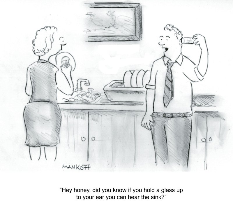 Bob Mankoff Cartoon of Husband Talking to Wife.