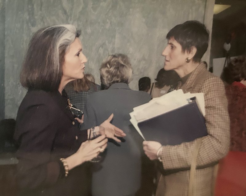 Congresswoman Rosa DeLauro and Phyllis Greenberger.