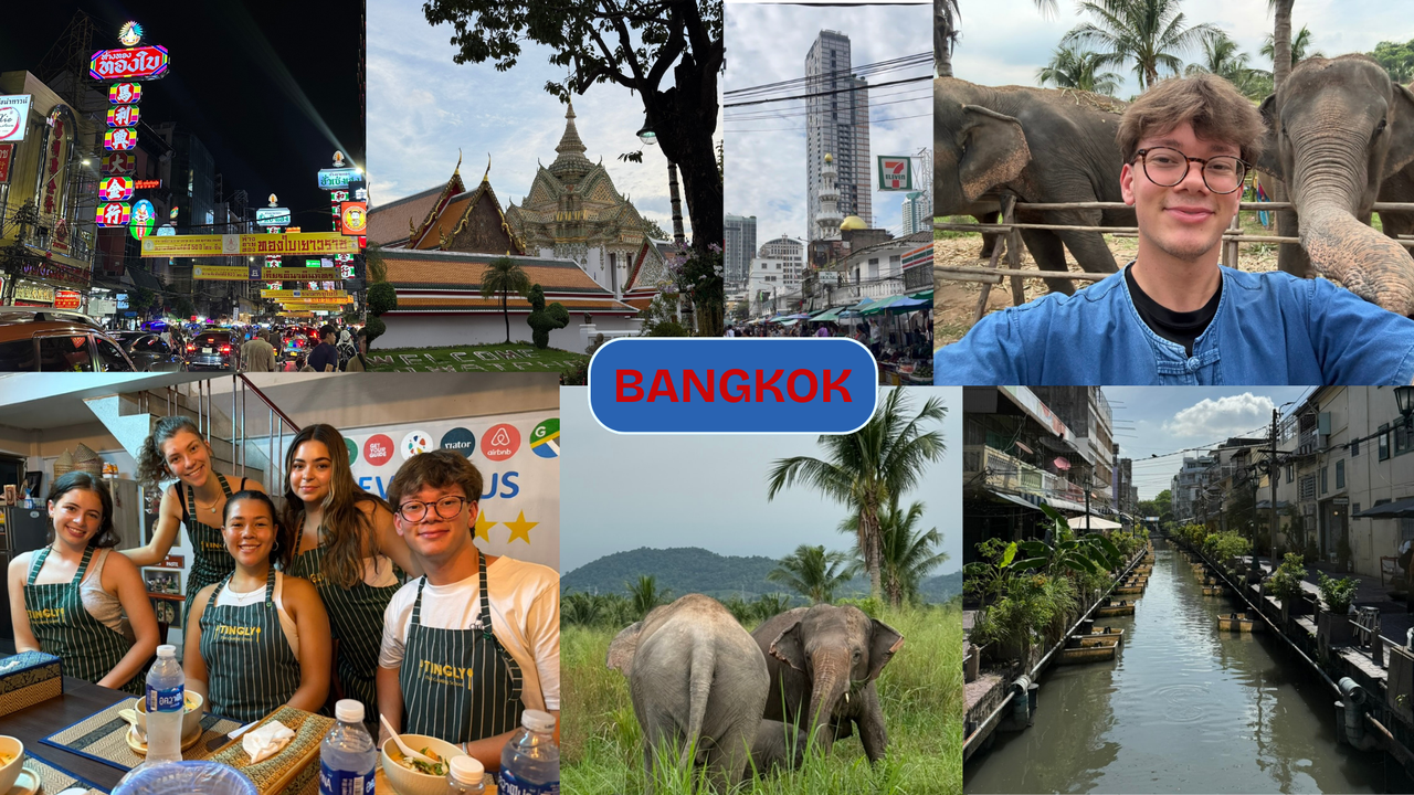 Photo montage of a Coronat Scholar in Bankok.