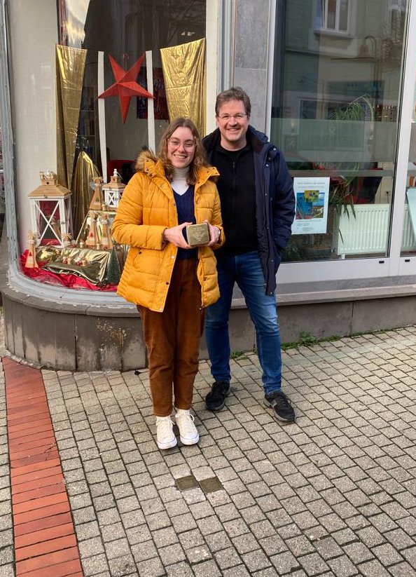 Courtney Conte Andreas Froning with Stolperstein