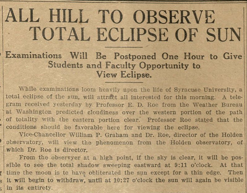 Daily Orange Eclipse excerpt 1925.