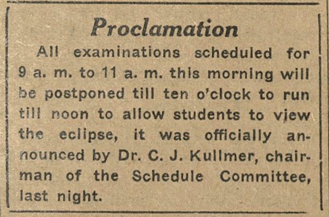 Daily Orange Eclipse proclamation excerpt.