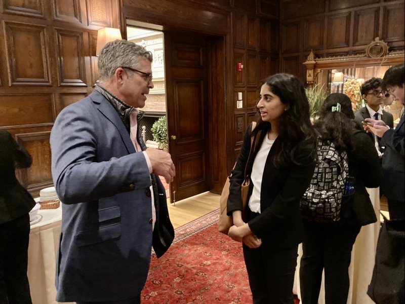 David Tobin talking with Ashima Dhawan.