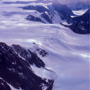 East Antarctic Ice sheet flowing through the Transantarctic Mountains.