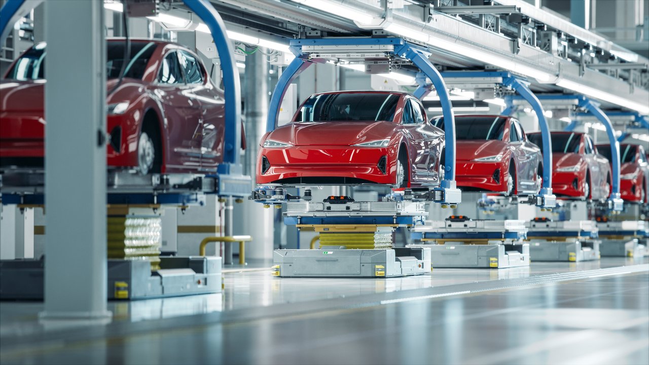 Production line of electric vehicles.