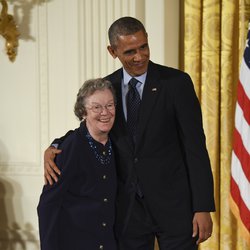 Edith Flanigen and Barack Obama