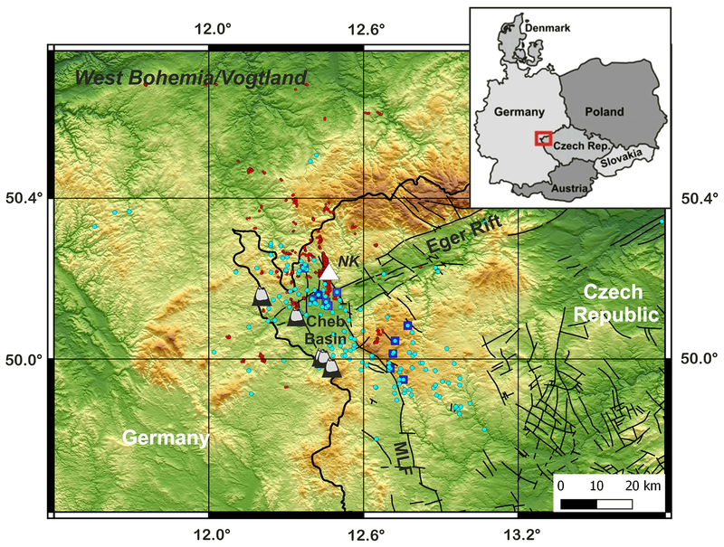 Map of the Eger Rift, located in the northwestern portion of Czech Republic.