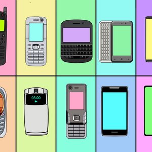 illustration showing the evolution of cell phones.