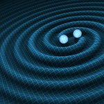 Graphic depiction of two orbiting black holes and the gravitational waves created. Photo: R.Hurt/Caltech/LIGO