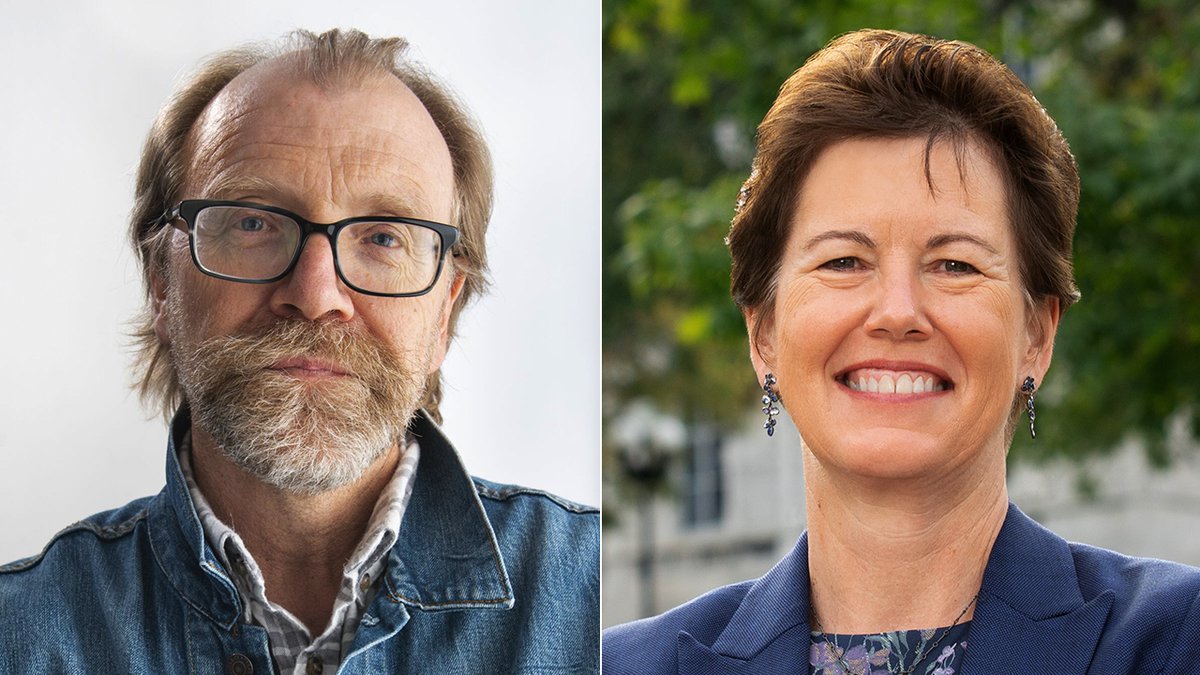 Side by side headshots of George Saunders, left, and Gretchen Ritter, right.