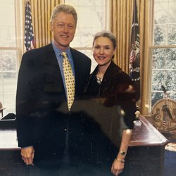 Phyllis Greenberger and Bill Clinton at the White House.