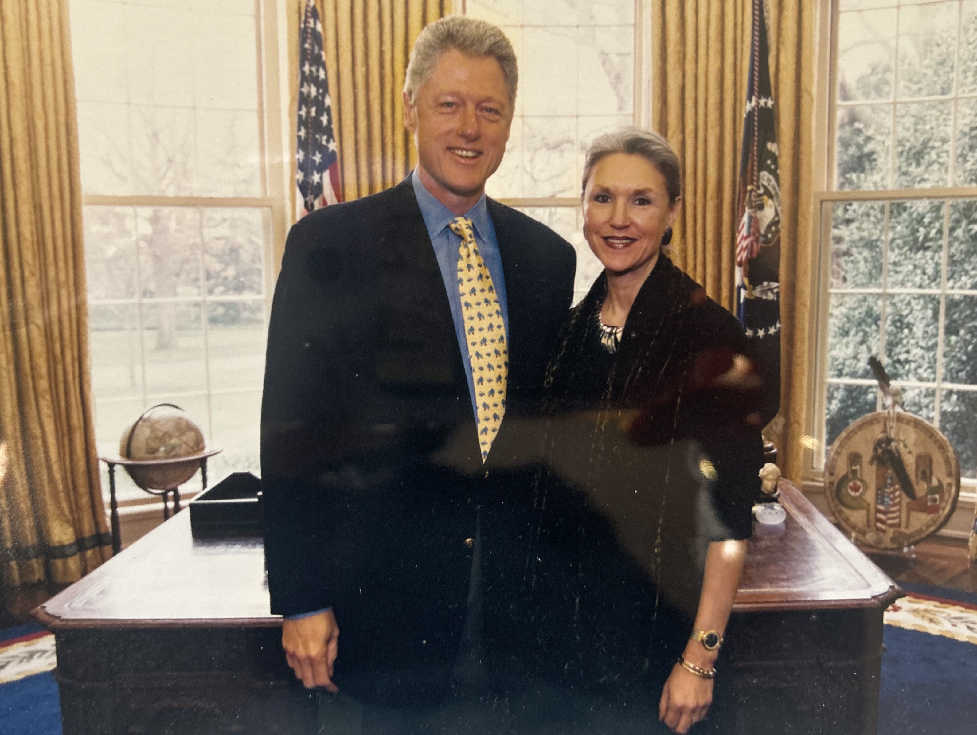 Phyllis Greenberger and Bill Clinton at White House