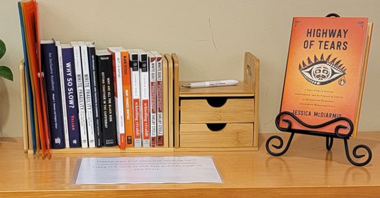 Books on a table.