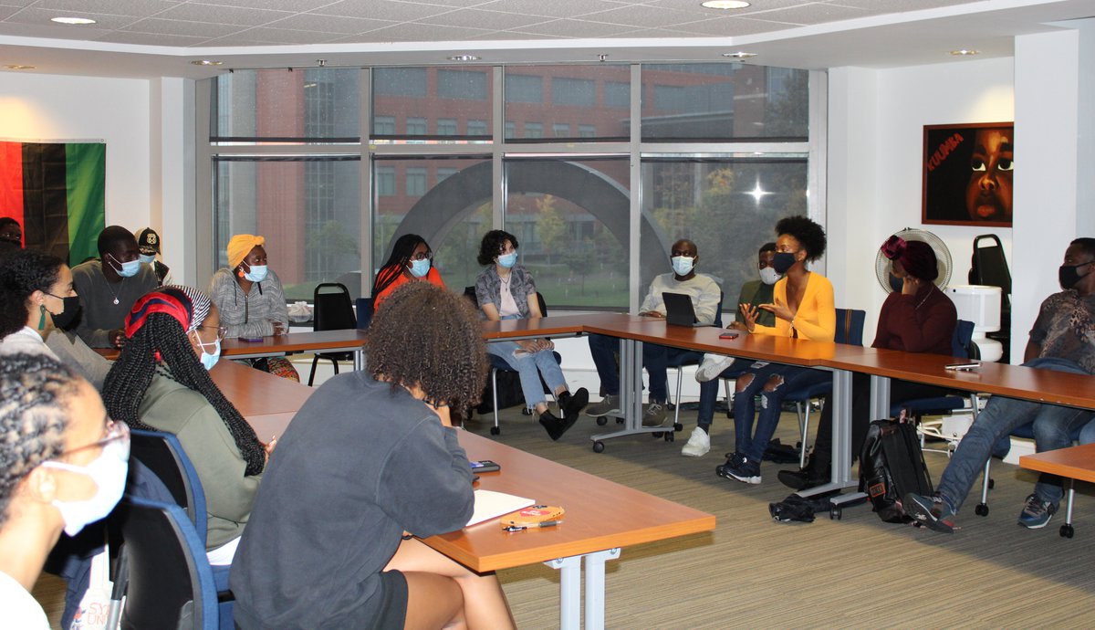 Group of people gathered at an Africa Initiative meeting.