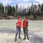 Angela Oliverio and Hannah Rappaport lake at Lassen Volcanic National Park in California