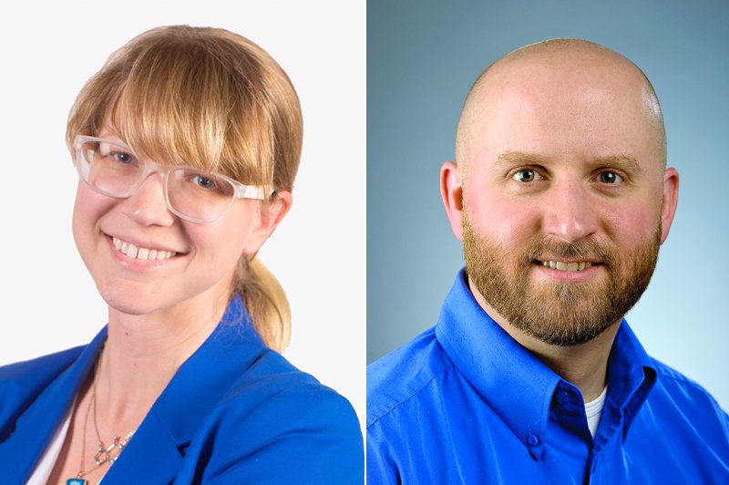 Portraits of Jennifer Ross, left, and Jason Wiles, right.