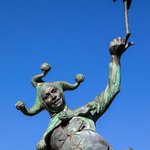 Jester statue in town of Stratford-Upon-Avon in Warwickshire UK