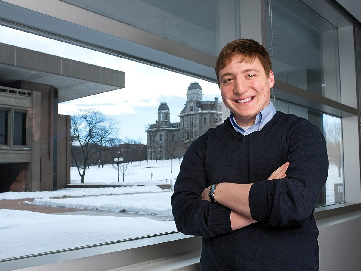 John Giammatteo with Newhouse and Hall of Languages behind him.