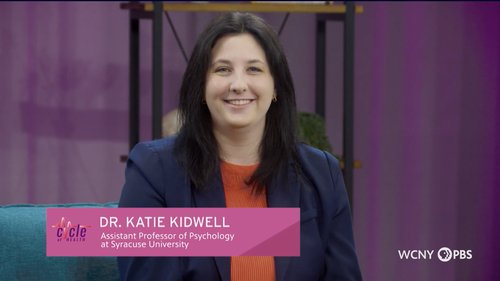 Katie Kidwell headshot with graphic listing her name and affiliation.