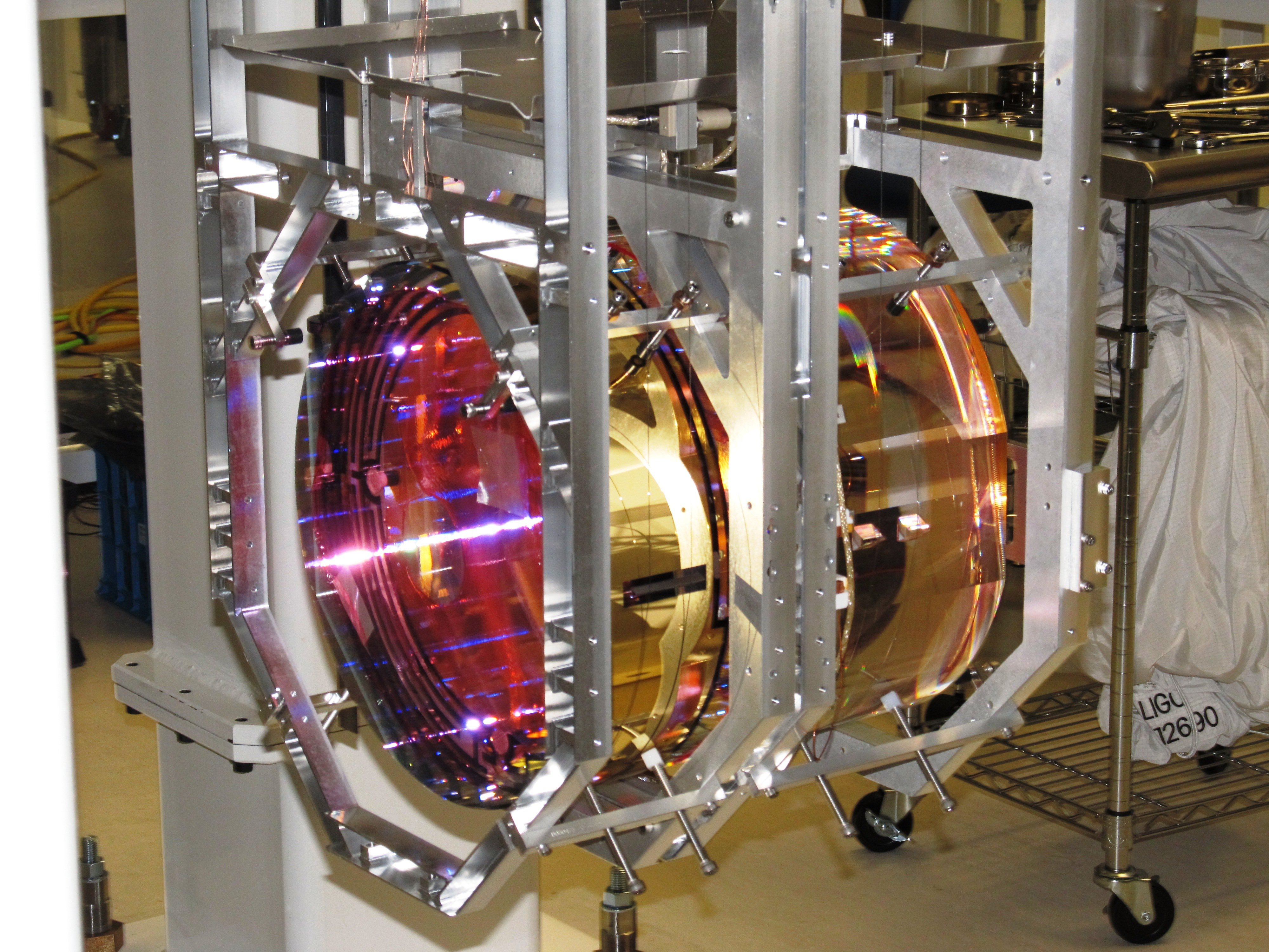 One of the mirrors of an Advanced LIGO interferometer (Photo courtesy of Caltech/MIT/LIGO Laboratory)