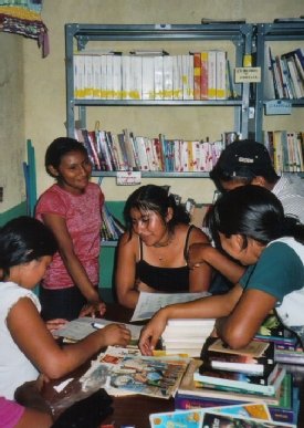 Estancia's Community Library committee at work, El Salvador