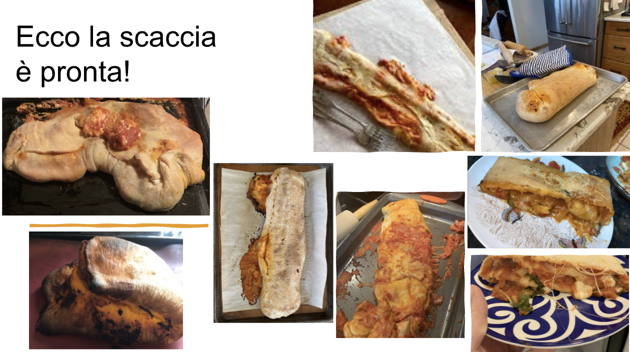 Students revealing their scaccia dishes