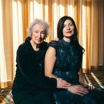 Margaret Atwood, left and Mona Awad, right, both seated.