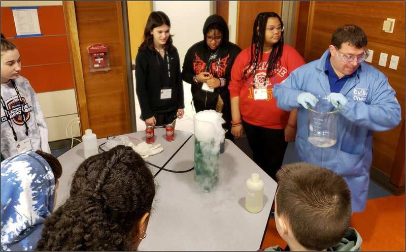 Chemistry demonstration at Micron STEM chip camp