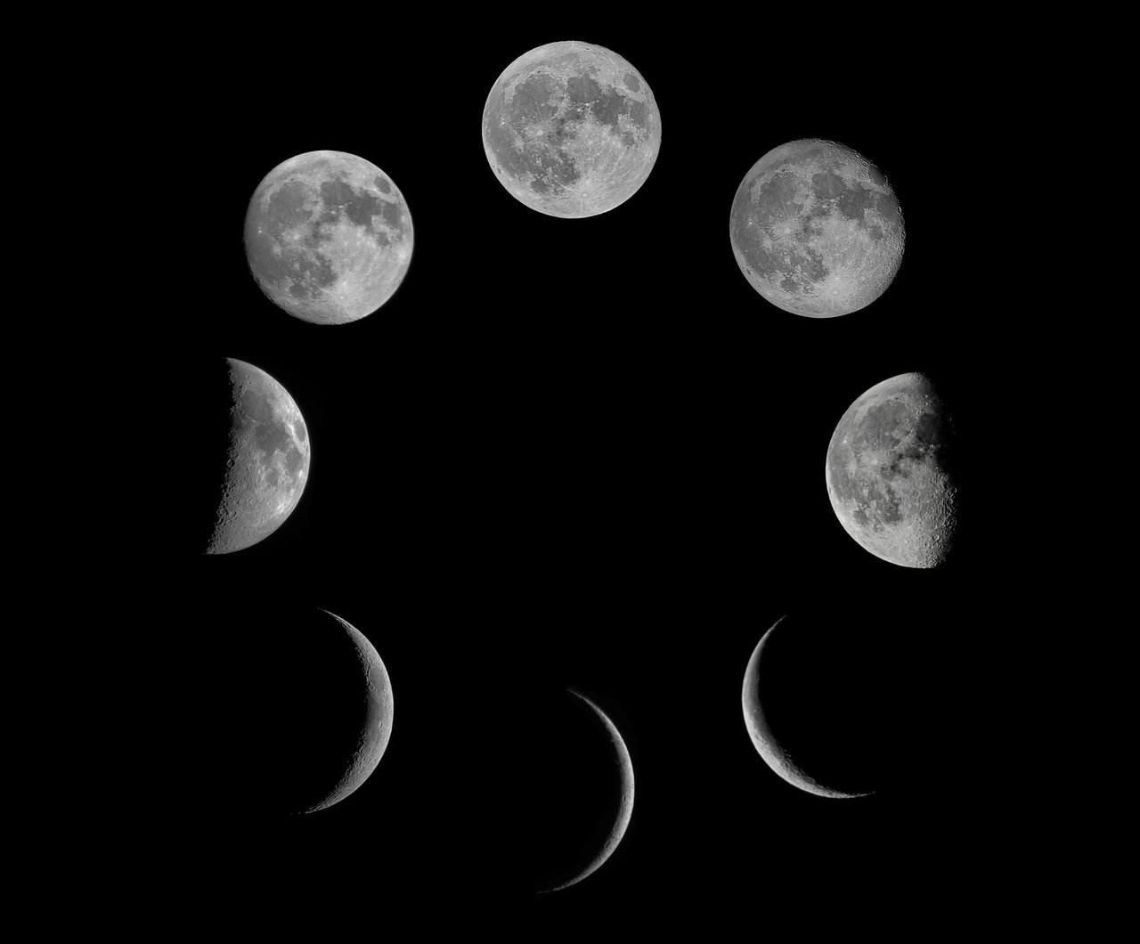 Different moon phases.