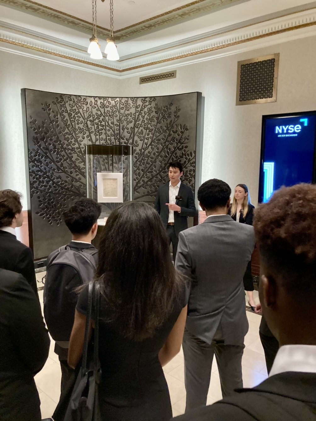 At the New York Stock Exchange, representatives spoke with students about the history of the Exchange.