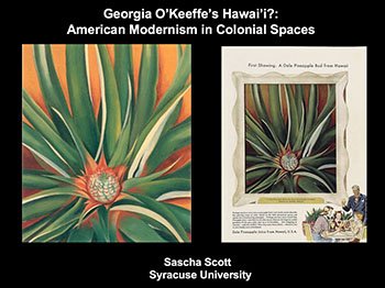 Poster for a talk by Sascha Scott on O'Keeffe