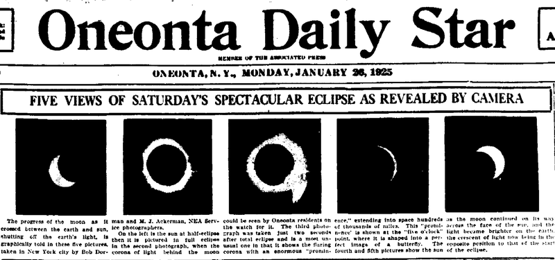 Eclipse stages in the Oneonta Daily Star.
