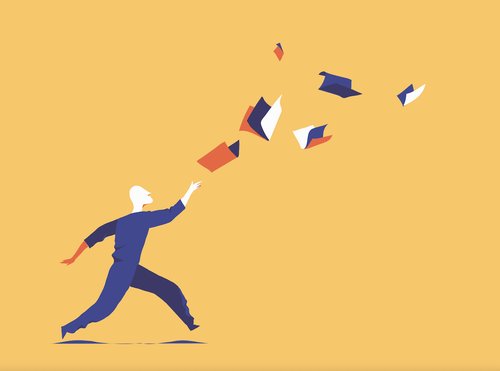 Person Throwing Paper Stacks.