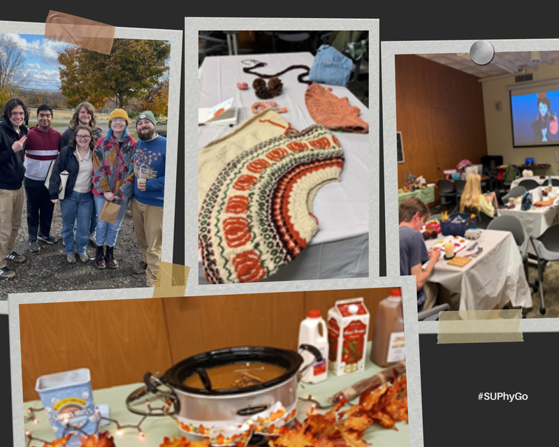 Collage of photos of people and other fall themed things.